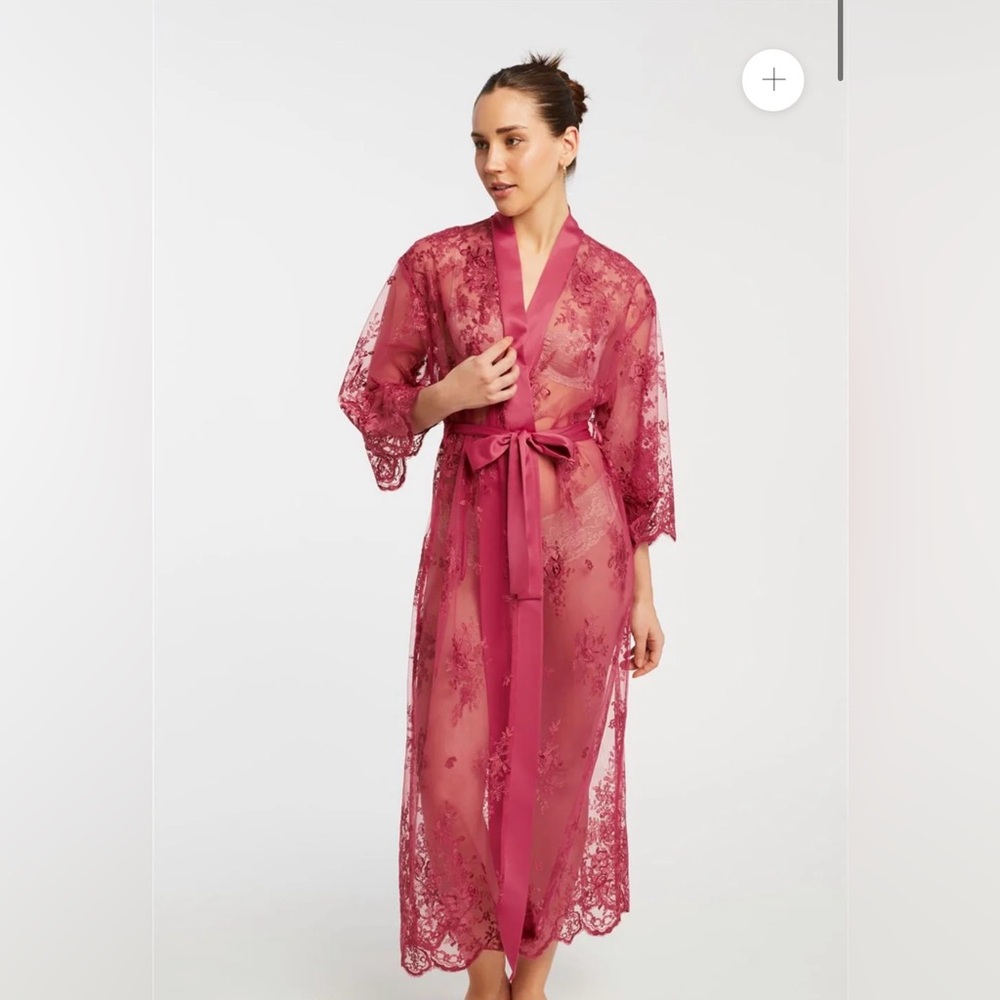 Sheer Lace Long Robe in Deep Plum-Darling Robe